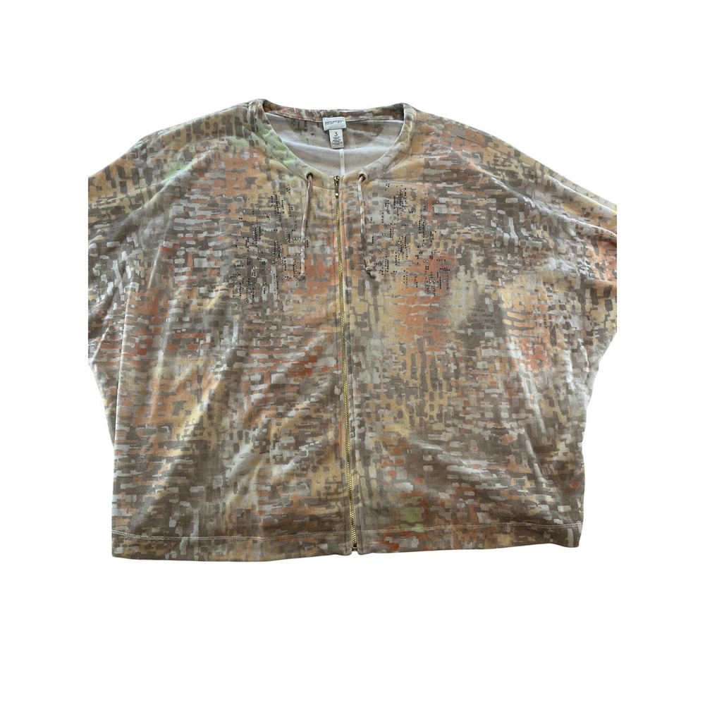 Zenergy by‎ Chicos Womens Zip Front Jacket Abstract Print  Size 3